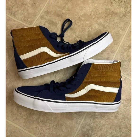 Vans | Shoes | Mens Vans New Size 1 Blue Tan Corduroy | Poshmark